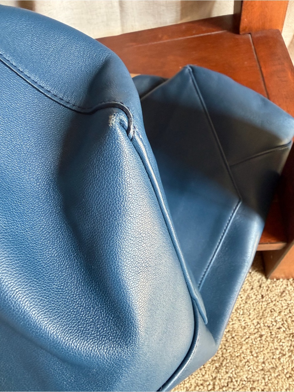 SOLD 🛑 Celine CABA Two-Tone Leather Tote in Tan and Blue - Picture 8 of 14